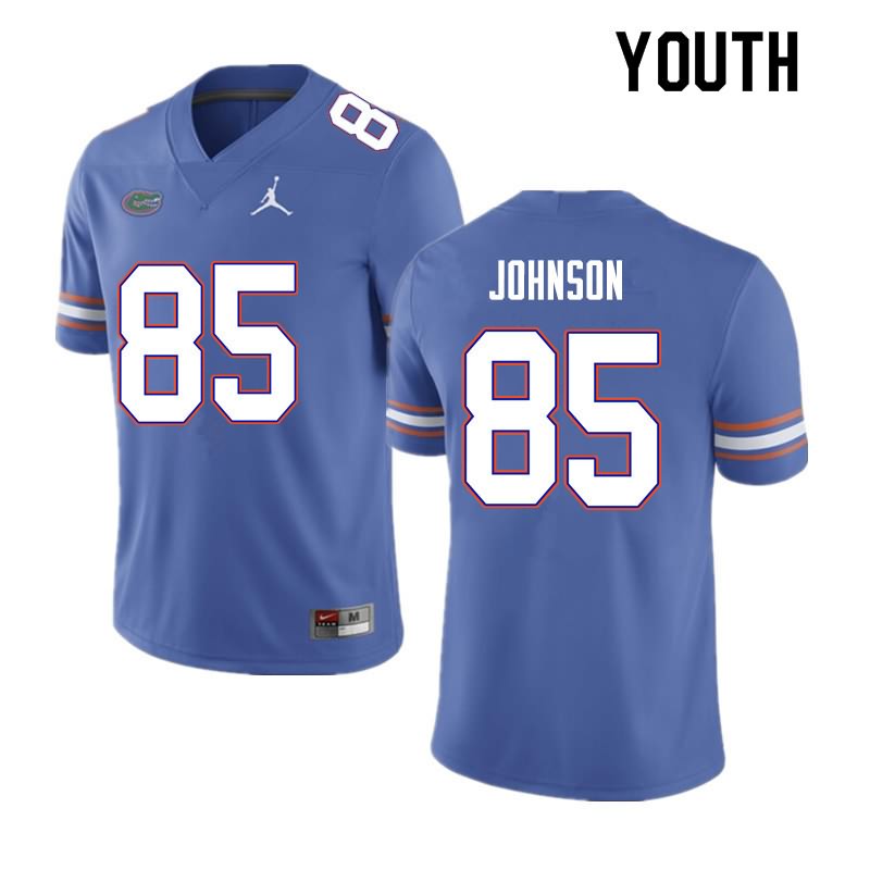 Youth NCAA Florida Gators Kevin Johnson #85 Stitched Authentic Nike Blue College Football Jersey YCR6765VB